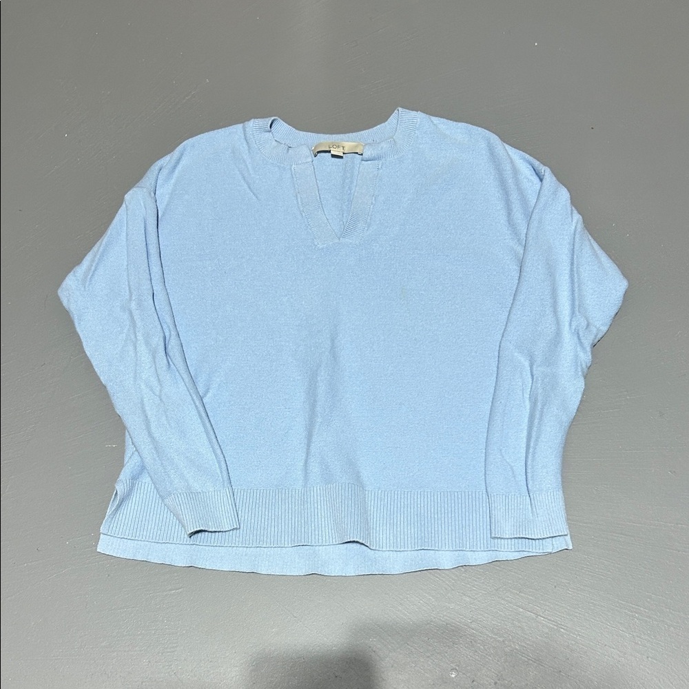LOFT Blue V Neck Light Sweater Shirt